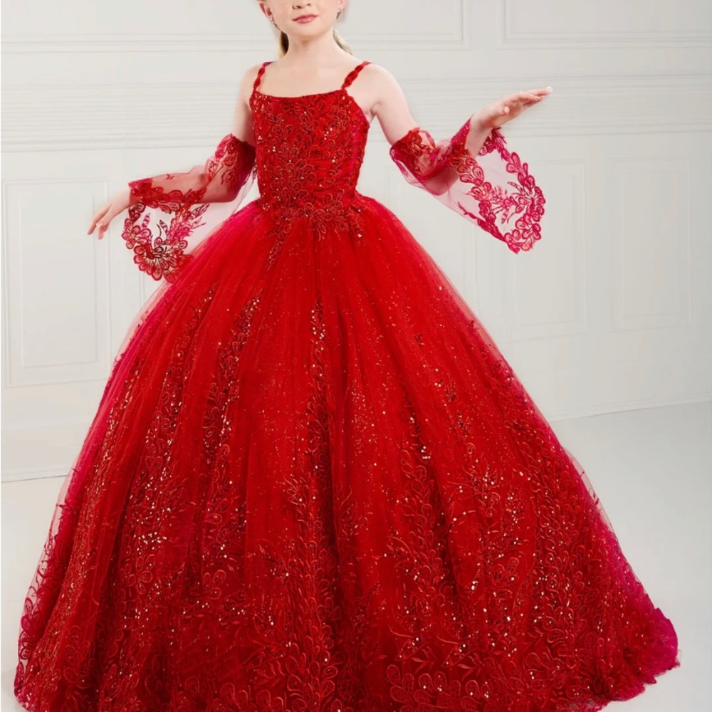 Elegant Red Lace Ball Gown